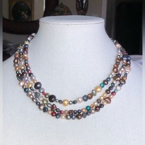 3-Strand Multi-Color “Confetti” Baroque Freshwater Pearls Necklace